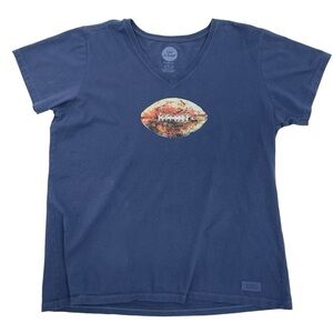 Life is Good Women’s size XL T-shirt Navy blue Football graphic